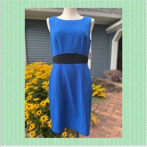 Kasper Royal Blue Black Colorblock Sheath Dress